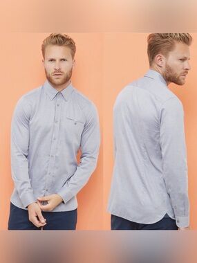 Nwt Ted Baker Oxford Light Blue Long-Sleeve Button-Down Shirt 3XL